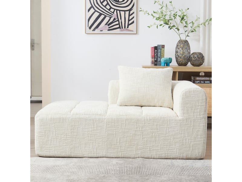  Canapé de salon, canapé moderne — poches latérales, beige, avec méridienne, sans montage  - Conforama E