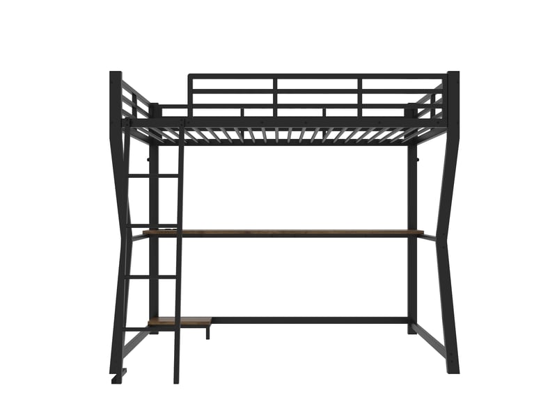  Lit mezzanine noir 90 × 200 cm, bureau, led, prise usb et support pour console  - Conforama A