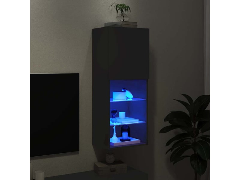  Meuble tv - banc tv - meuble de rangement avec lumières led noir 40,5x30x102 cm  - Conforama E