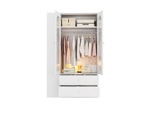 Armoire 2 portes vitrés 120x50x200 cm avec 4 tiroirs et 2 penderies homvra