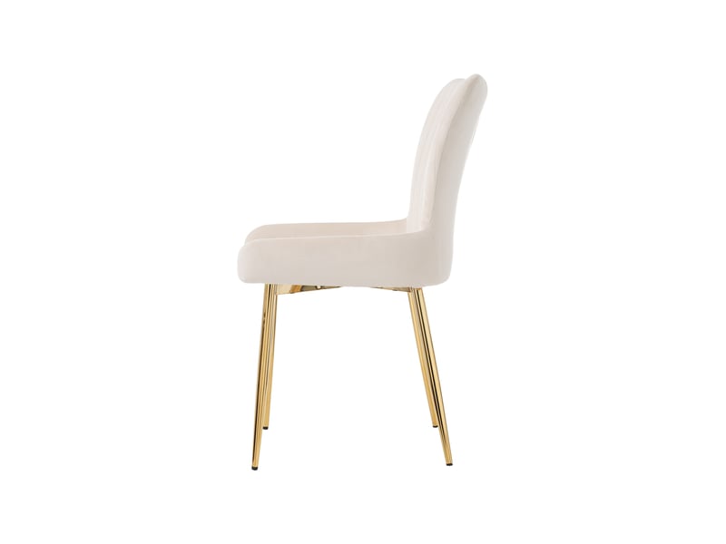 Lot de 4 chaises en velours beige, pieds métal doré, soutien lombaire, style luxueux - Conforama D