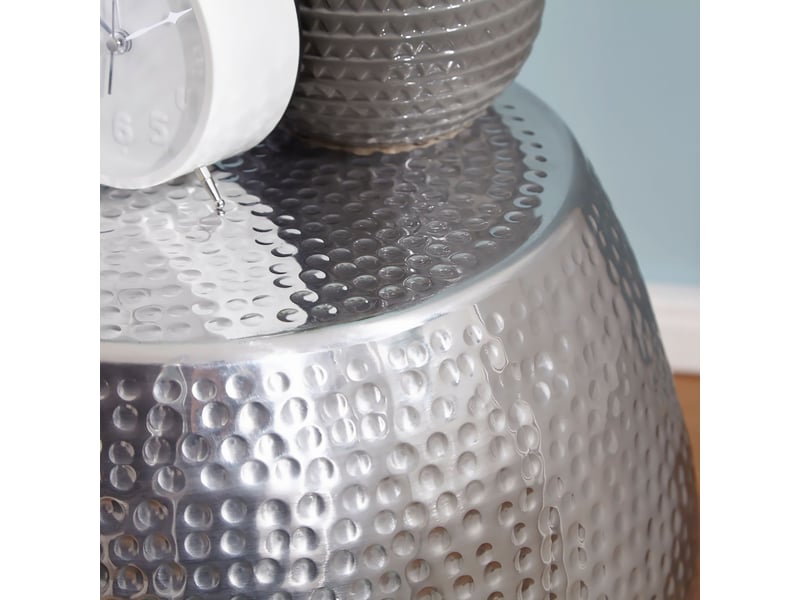  Table d'appoint ronde 42x42x42 cm en aluminium argenté  - Conforama E