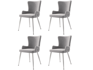 Lot de 4 chaises de salle à manger,55x47x85 cm,velours et métal argenté,gris