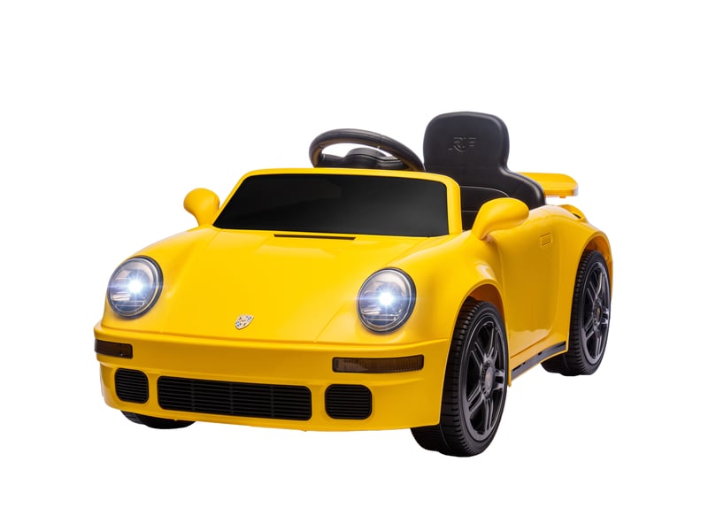  Voiture électrique enfants, véhicule électrique 12v, télécommande 2,4g, phares, musique, klaxon, 103 x 55 x 44 cm, jaune  - Conforama B
