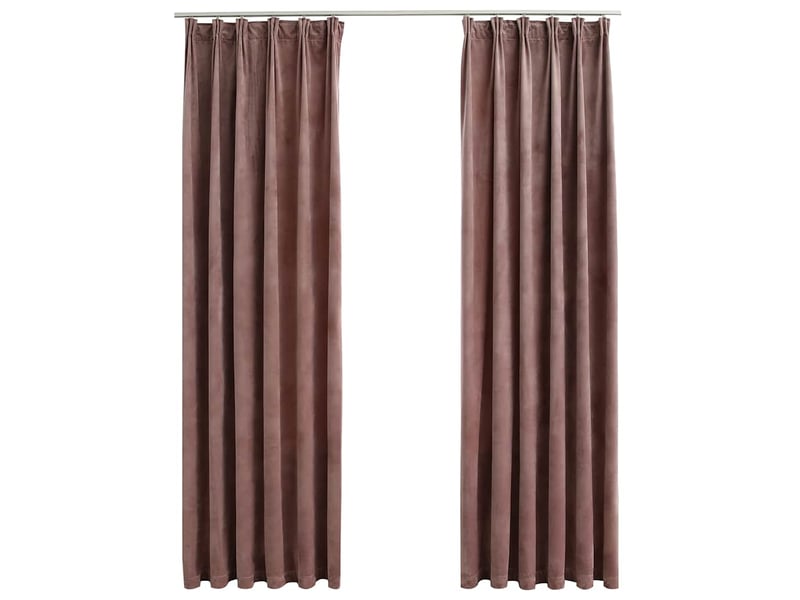 Lot de 2 rideaux occultant, rideaux black-out et crochet velours rose antique 140x225cm cf43983  - Conforama A