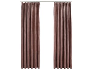 Lot de 2 rideaux occultant, rideaux black-out et crochet velours rose antique 140x225cm cf43983
