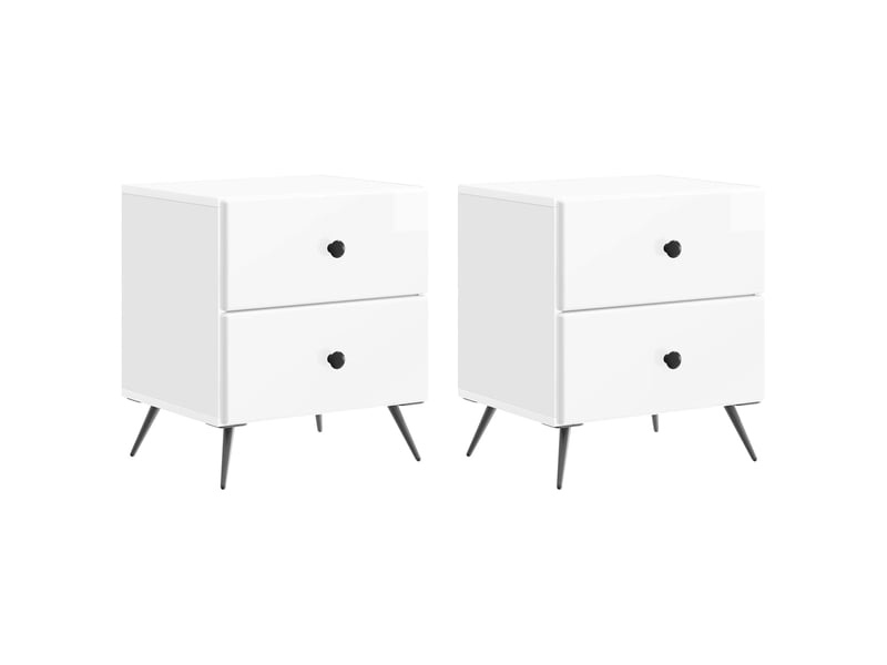  Table de chevet - cabinet de chevet - table de nuit 2 pièces blanc brillant 43 x 34,5 x 47,5 cm  - Conforama A
