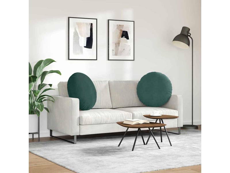  Lot de 2 coussins de siège, coussins décoratifs velours vert foncé ø60 x 21 cm cf59921  - Conforama D