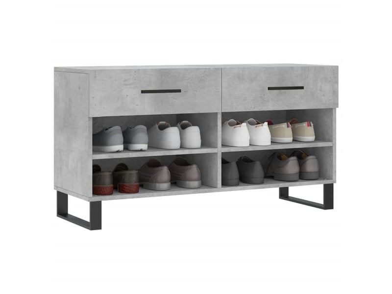  Banc à chaussures, meuble à chaussures gris béton 102x35x55 cm bois d'ingénierie shl4744  - Conforama C