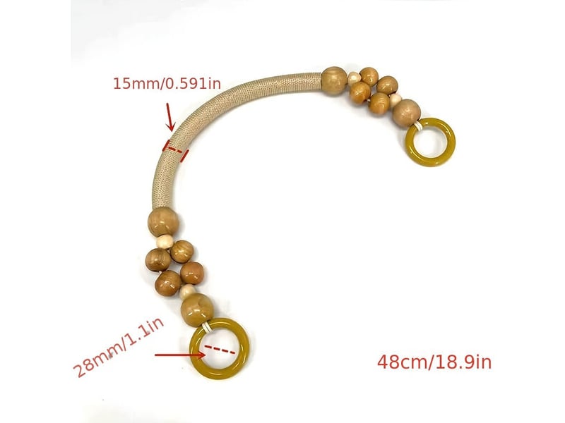  Paire de perles en bois avec corde couleur bois naturel, décoration artisanale  - Conforama B