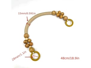 Paire de perles en bois avec corde couleur bois naturel, décoration artisanale