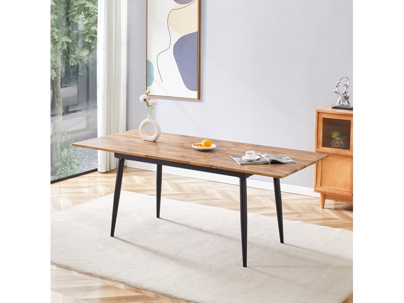  Table à manger rectangulaire 190,5x80 cm – bois – 6 à 8 personnes, pieds métal, style industriel moderne  - Conforama B