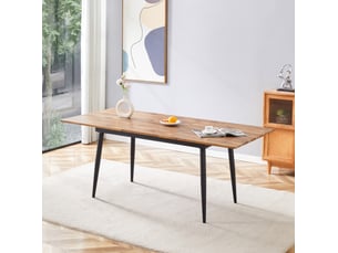Table à manger rectangulaire 190,5x80 cm – bois – 6 à 8 personnes, pieds métal, style industriel moderne