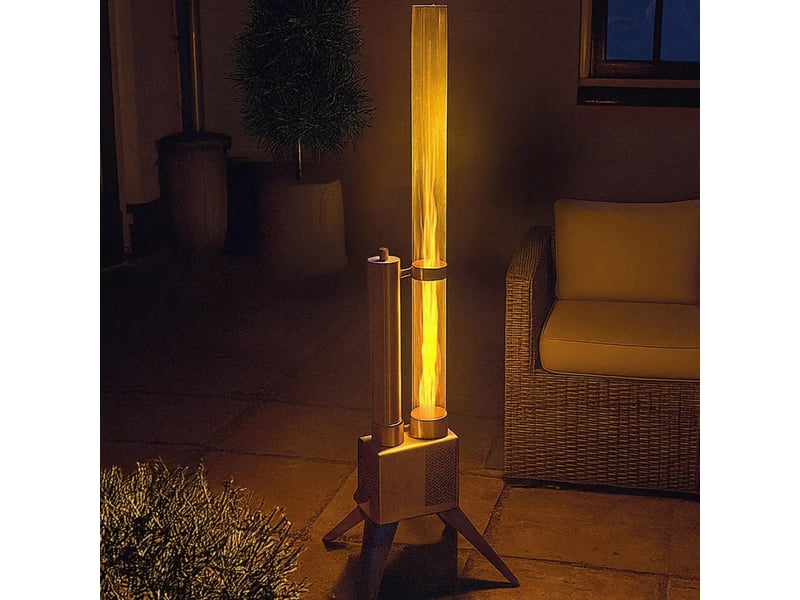 Chauffe terrasse aux pellets argent - métal - 45,5 x 33,9 x h 135,2 cm  - Conforama D