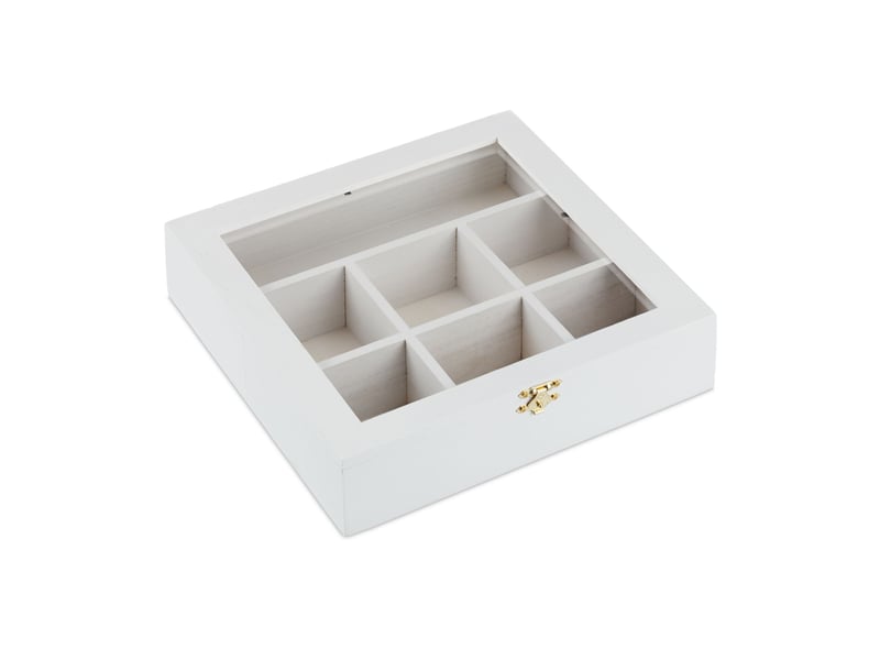  Boîte à thé organisée avec fenêtre de visualisation 8 x 25 x 25,5 cm en mdf bois 13_0008703  - Conforama A