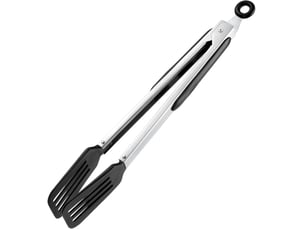 Pince de service, embouts larges, acier inoxydablesilicone, longueur: 33 cm, comfort, noir