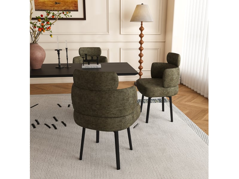 Chaise de salle à manger pivotante 360° en chenille vert olive evryae - Conforama D