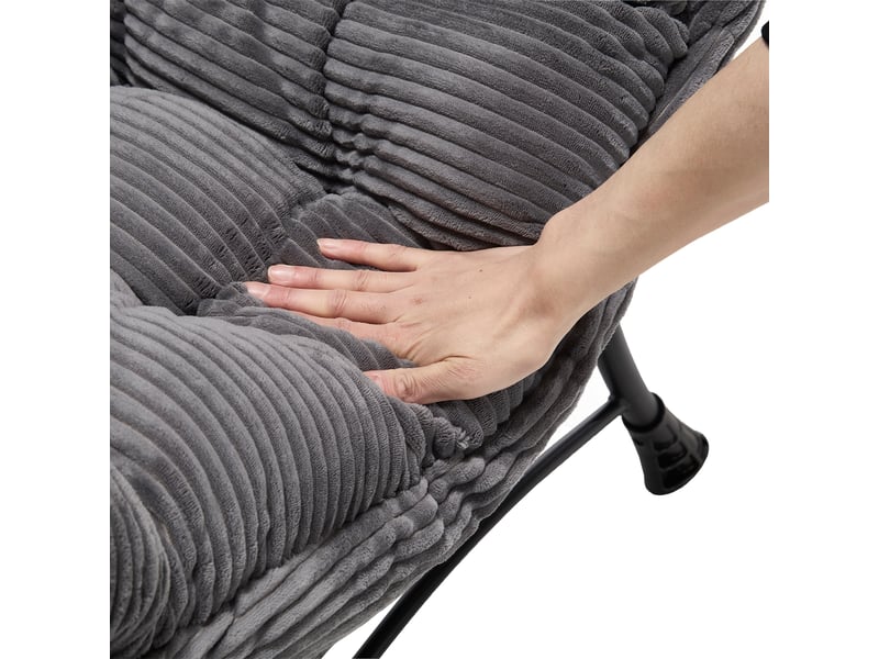  Fauteuil relax moderne avec ottoman gris – idéal pour petits espaces, accoudoirs et poche latérale  - Conforama E