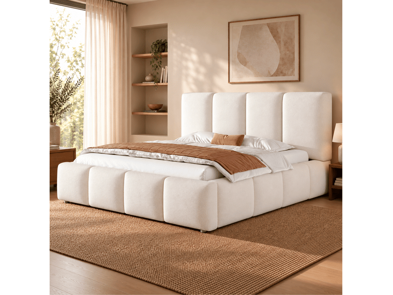 Lit coffre 180x200 hydraulique avec sommier bouclé blanc homvra  - Conforama D