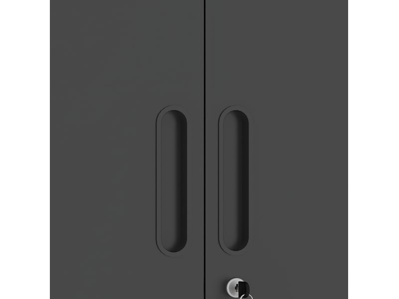  Armoire à outils murale 75x30x77 cm noire en acier allié, 2 portes verrouillables et étagère réglable  - Conforama E