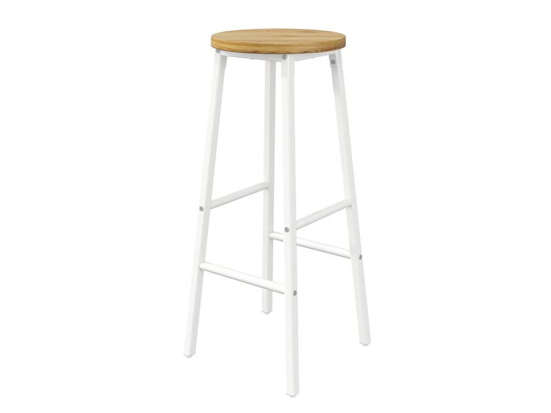  Îlot de cuisine avec 2 tabourets blanc effet bois portes vitrées et étagères réglables  - Conforama A