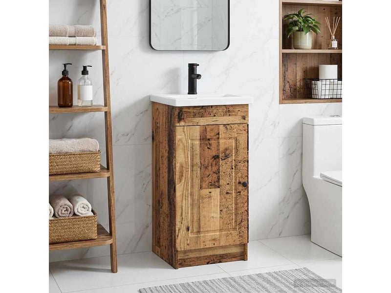 Meuble de salle de bain avec évier bois ancien shl988 - Conforama B
