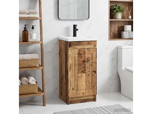 Meuble de salle de bain avec évier bois ancien shl988
