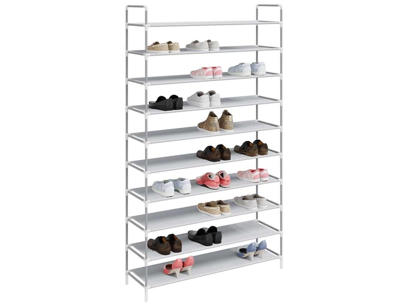  Meuble à chaussures, range-chaussures 10 étagères métal et tissu non tissé argenté  - Conforama C