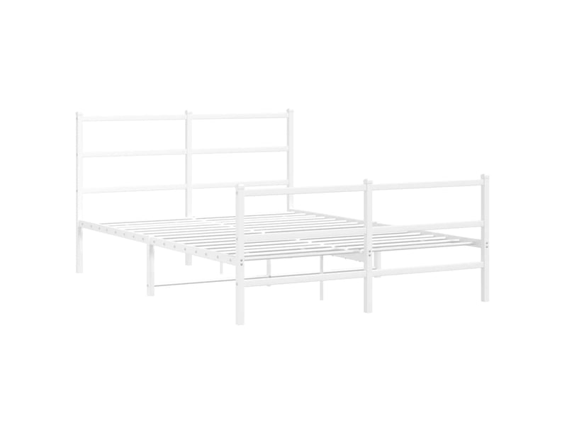  Lit double- lit adulte -  cadre de lit métal sans matelas et pied de lit blanc 140x190 cm  - Conforama B