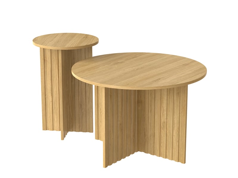  Table basse gigogne bois lot de 2 tables basses rondes design scandinave moderne mdf naturel  - Conforama D