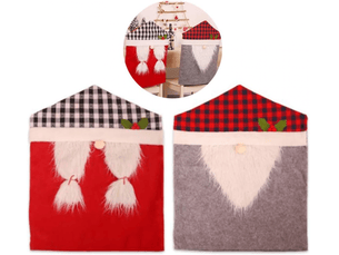 Lot de 2 housses de chaises décoratives de noël, ornées de motifs représentant monsieur et madame père noël, parfaites pour les fêtes de noël ou la décor, multicolore