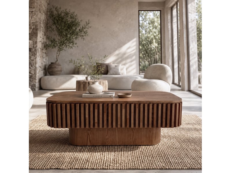  Table basse tcqpz rectangulaire 98 x 60 x 35 cm rangement caché mdf placage bois noyer  - Conforama E