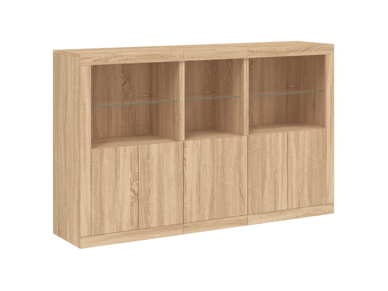  Buffet - bahut - meuble de rangement avec lumières led chêne sonoma 162x37x100 cm  - Conforama C