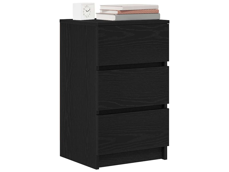  Table de chevet - cabinet de chevet - table de nuit avec 3 tiroirs noir 39x35x65 cm  - Conforama C