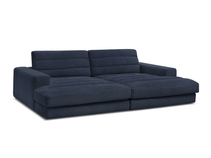  Bobochic canapé droit fixe 4 places sierra assise profonde tissu texturé bleu foncé SIERRA - Conforama A