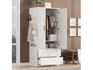 Armoire 2 porte(s) battante 2 tiroir(s) <strong>REDOM</strong> <strong></strong> coloris blanc largeur 70 cm