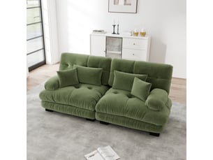 Canapé d'angle, canapé 2 places : style cloud, en chenille, coussins inclus