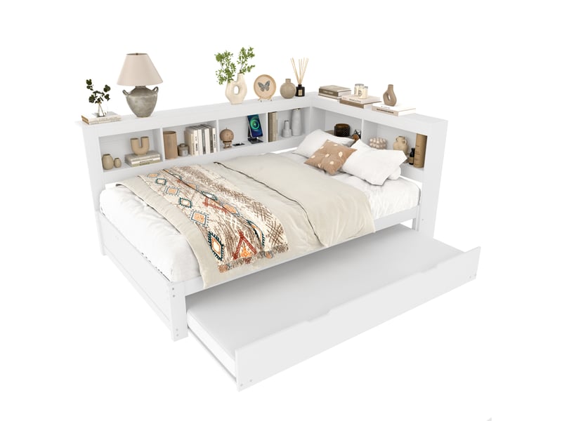  Lit gigogne 140x200cm coloris blanc mdf lit enfant blanc - Conforama A