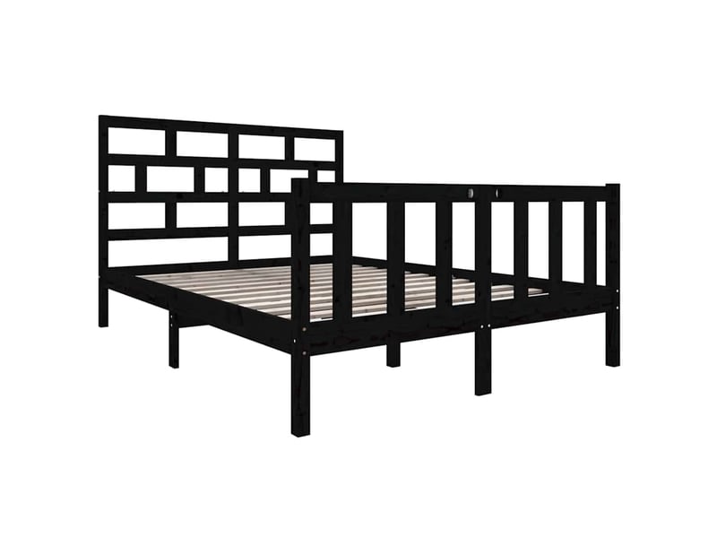  Lit double- lit adulte -  cadre de lit sans matelas noir bois de pin massif  - Conforama B