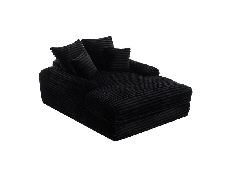 Méridienne convertible modenvie en velours côtelé noir 137 x 175 cm avec 4 coussins  - Conforama A