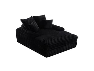 Méridienne convertible modenvie en velours côtelé noir 137 x 175 cm avec 4 coussins