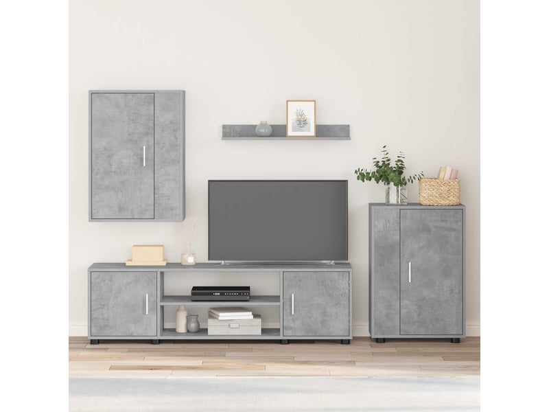  Ensemble meuble tv - banc tv - meuble de rangement gris béton bois d'ingénierie  - Conforama B