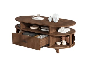 Table basse ovale coloris marron - 50 cmx100 cm
