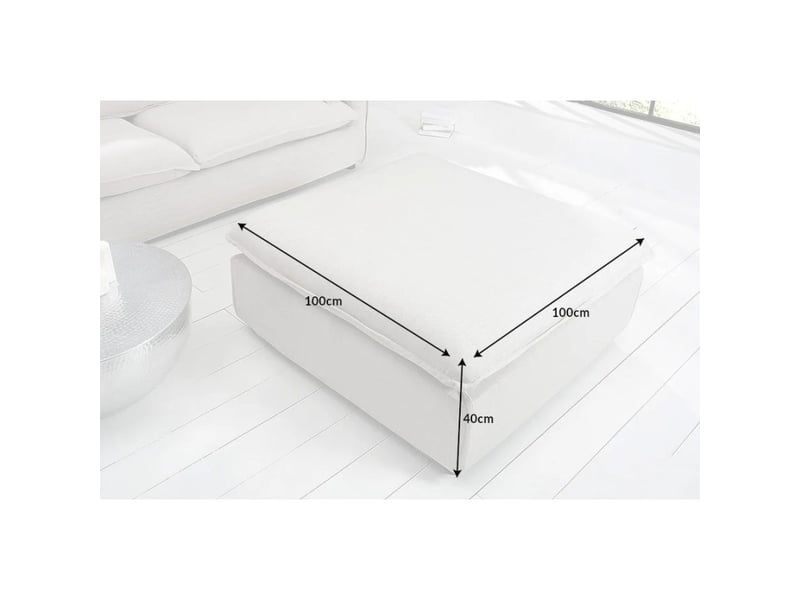  Pouf kalia – blanc – tissu mat – pouf contemporain  - Conforama C