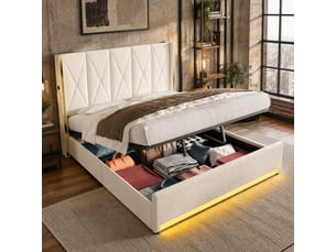 Lit coffre 180x200 cm MODENUIT    coloris beige
