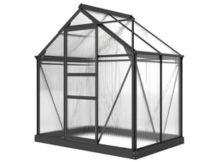 Serre de jardin polycarbonate 190 x 132 x 201 cm résistant aux uv 30+ fondation renforcé gouttière gris