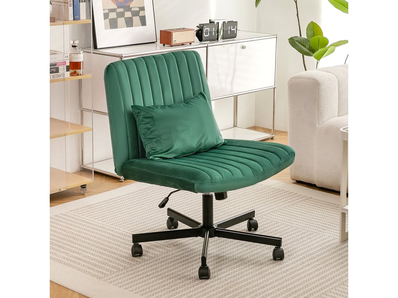  Chaise de bureau pivotante en tissu réglable en hauteur sans accoudoirs à roulettes silencieuses  - Conforama B