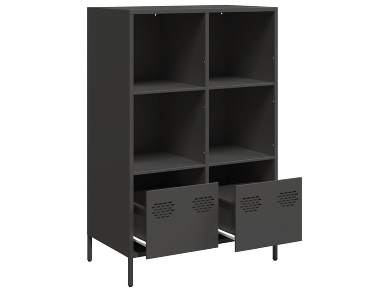  Buffet haut - bahut - meuble de rangement noir 68x39x103,5 cm acier  - Conforama D
