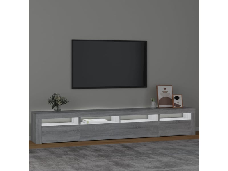  Meuble tv - banc tv - meuble de rangement avec lumières led sonoma gris 240x35x40 cm  - Conforama C