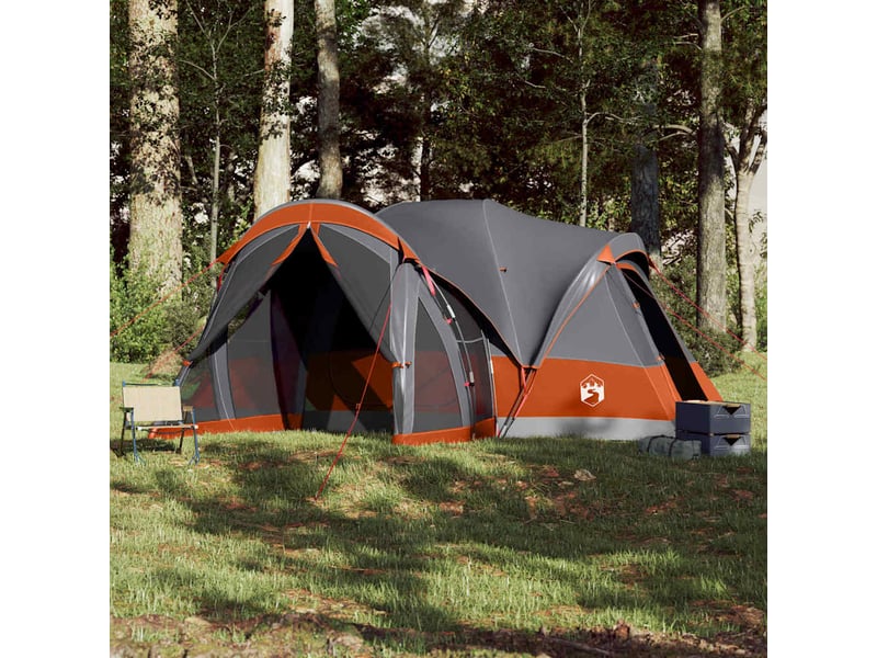  Tente de camping, tente familiale tipi 8 personnes gris et orange imperméable shl87116  - Conforama C